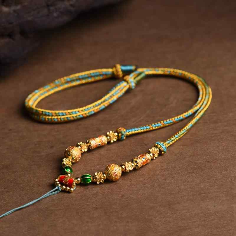 ペンダント ネックレス アクセサリー チベットの 手編み ネックレス ロープ 千里の 河 山 タンカ ザジ ラム 首吊り レトロ 国立 潮 ペンダント