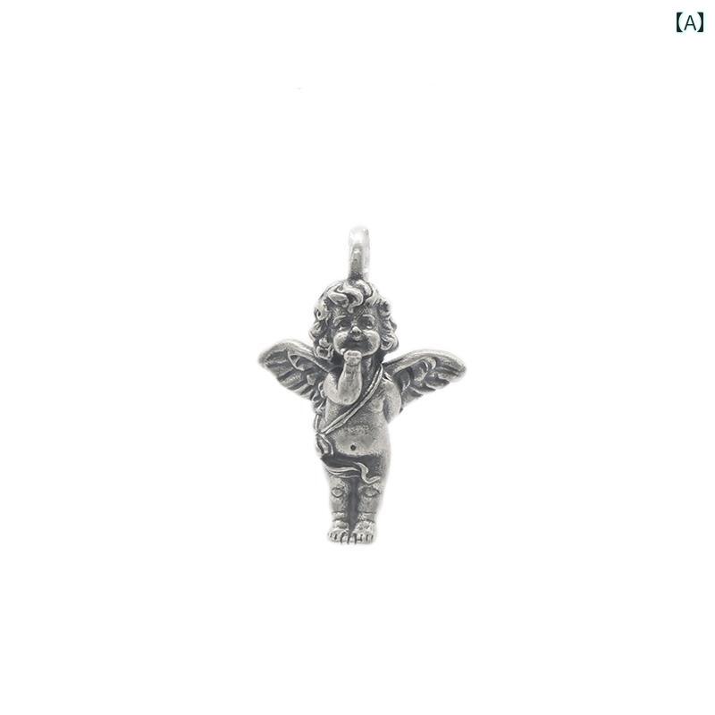 ペンダント ネックレス アクセサリー バレンタイン デー ギフト 周 銀 銀の 天使の ペンダント 天使 キューピッド ネックレス 男女 カップル レトロ