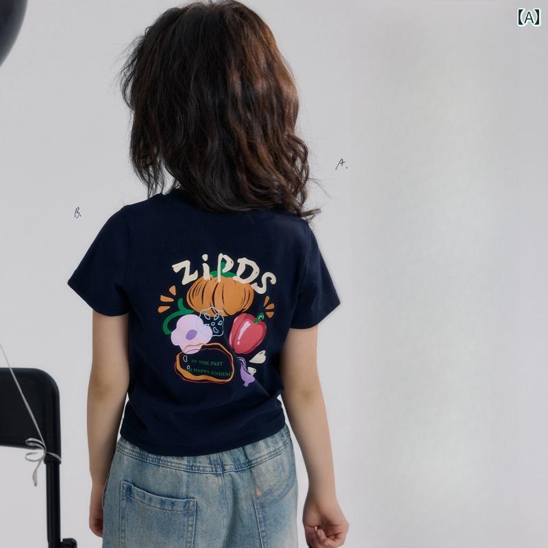子供服　カジュアル　かわいい 女の子 半袖 Tシャツ 2025 子供の な 半袖中大 サイズ 子供服の 夏の カ..