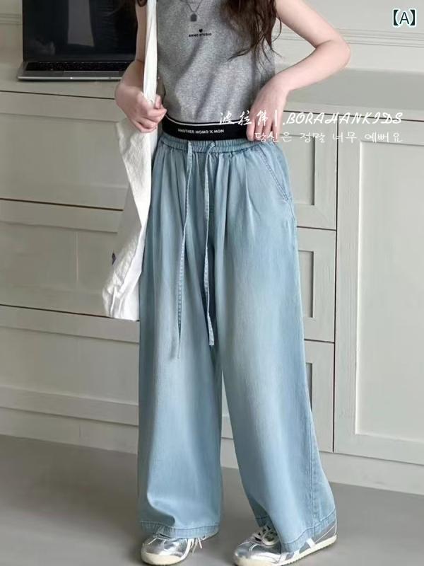 子供服　カジュアル　かわいい ボラ ハンガー ルズ ジーンズ 2025夏 子供用 コットン ストレート パン..