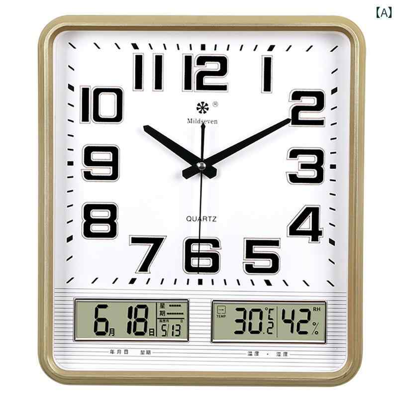 壁掛け 時計 おしゃれ セブン キングススクエア クロック 壁掛け 時計 リビング ルーム シンプル ファッション 温度と 湿度 モダンな 家庭用 クォーツ 壁に 掛ける(3)