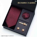ネクタイ ビジネス 男性用 メンズ 結婚式と 新郎 結婚式用 バーガンディ ネクタイ ジッパー 高級 フォーマル スーツ ポケット チーフ ギフト ボックス セ...