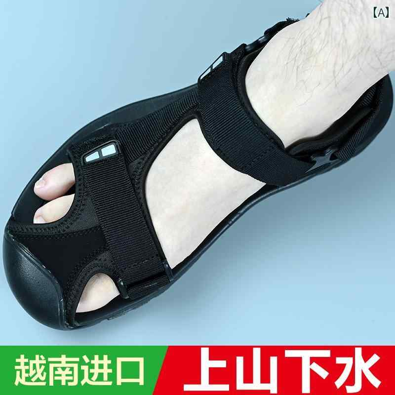メンズ サンダル スリッパ ベトナムの 包 頭 サンダル メ ンズ 2025夏用 ゴム製 アウトドア ハイエンド ビッグ キッズ スポーツメンズ ビーチ シューズ