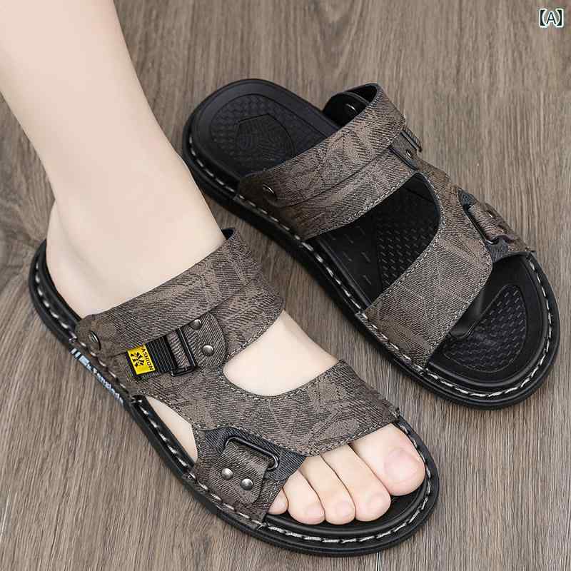 メンズ サンダル スリッパ メンズ サマー サンダル 滑り止めと 耐摩耗の ある ビーチ ベトナム スリッパ 運転と 水 遊び用 レザーサンダル