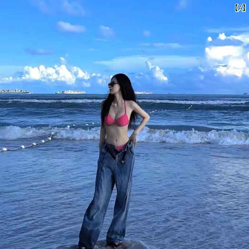 ビキニ　水着　レディース LINGRIVER 凌 瑞 二 温泉 リゾート ビーチ ピンク ローズレッド ビキニ 水着..