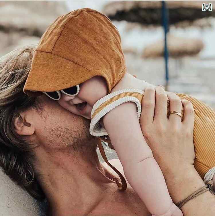 赤ちゃん用　帽子　かわいい 新生児 帽子 無地 赤ちゃん 男の子と 女の子 耳の 保護 春夏 サンシェード 薄手 リネン 綿 帽子と アメリカ プルオーバー