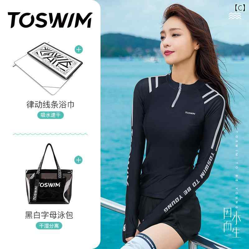 ビキニ　水着　レディース TOSWIM スプリット 水着 レディース サーフィン スーツ ダイビング 長袖 日焼け防止 スリム 温泉 旅行