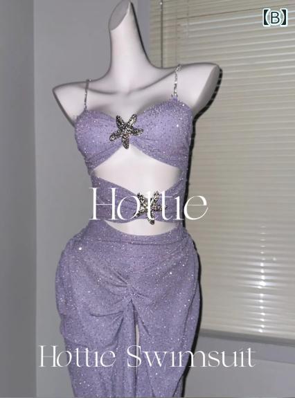 ビキニ　水着　レディース ホット ガールの 高級 シルバー スリム ワンピース 水着 ツーピース ヒップ ラップ ホリデー ロング スカート 温泉 ビーチ