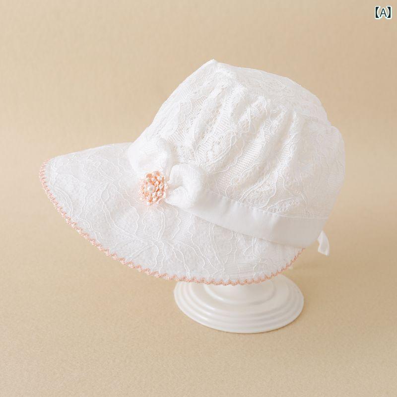 赤ちゃん　帽子　ベビー ベビー 帽子 春夏 薄手 つば 広 日焼け防止 女の子 レース スイート プリンセ..