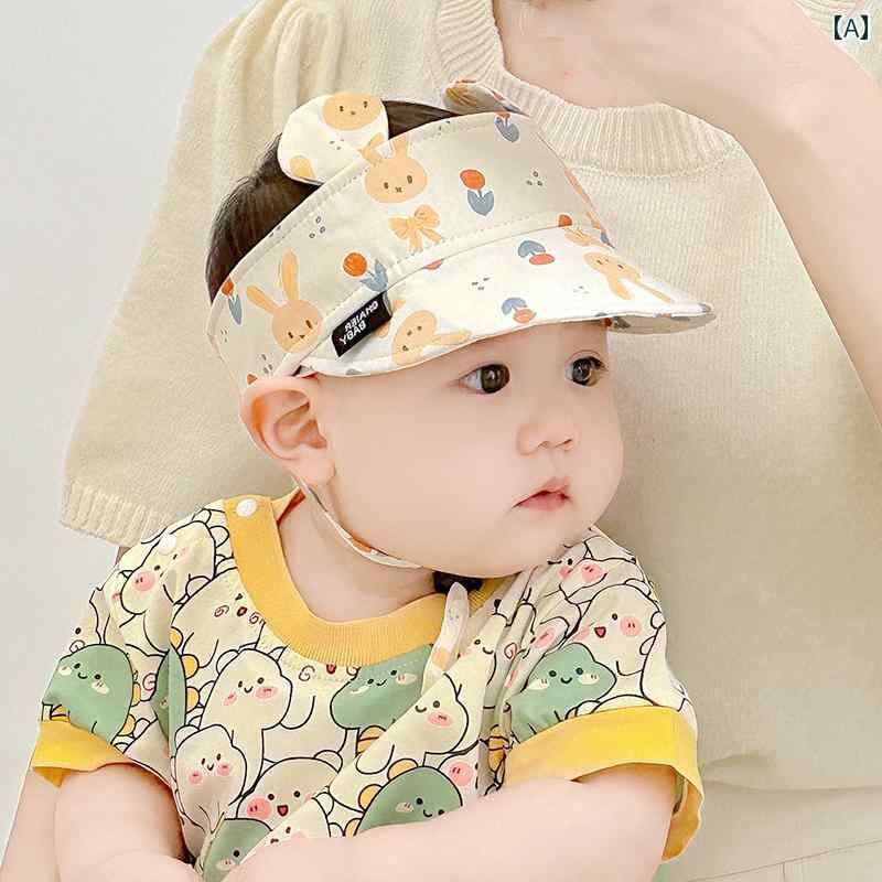 赤ちゃん　帽子　ベビー 夏の ベビー 帽子 韓国 綿製 サンシェード 男の子と 女の子 赤ちゃん用 空の ..
