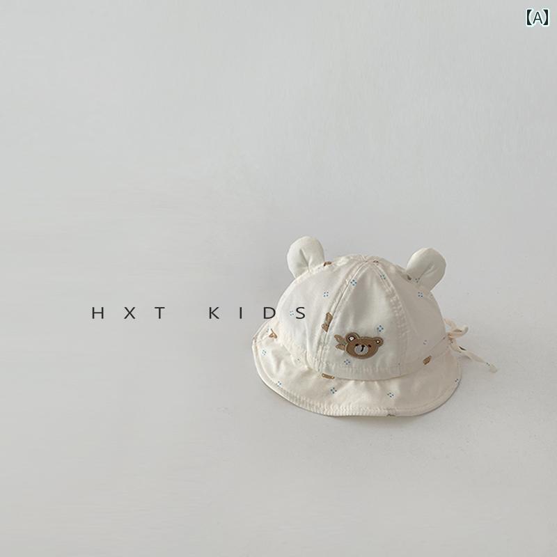 赤ちゃん用　帽子　かわいい 新生児用 夏用 薄型 サンハット かわいい クマの フィッシャーマン ハット ベビー 旅行用 春用