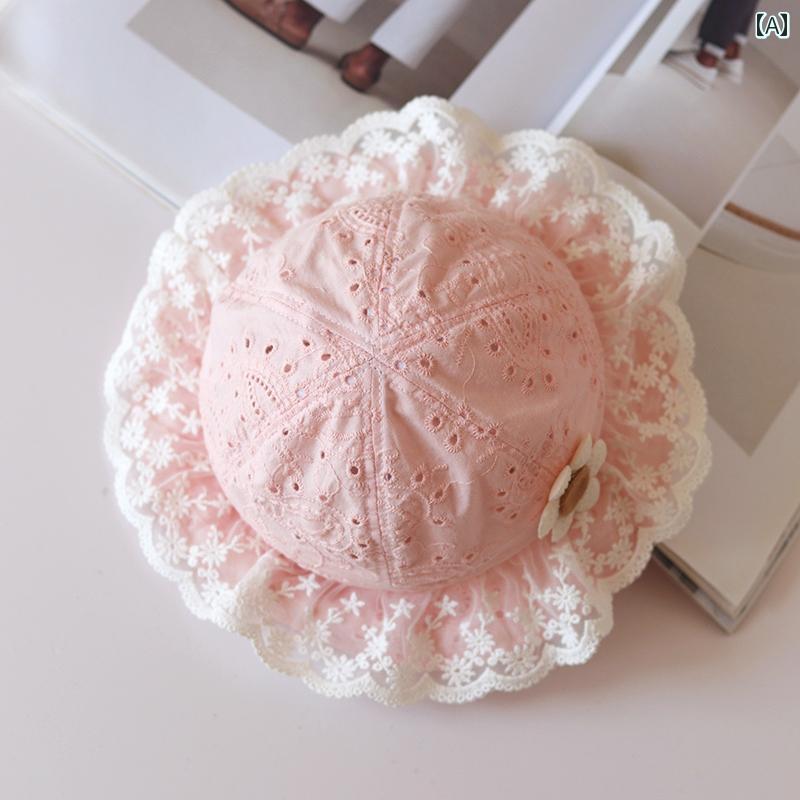 赤ちゃん用　帽子　かわいい ベビー ガール ハット 春秋 薄型 サンハット 通気性 メッシュ 幼児 プリン..