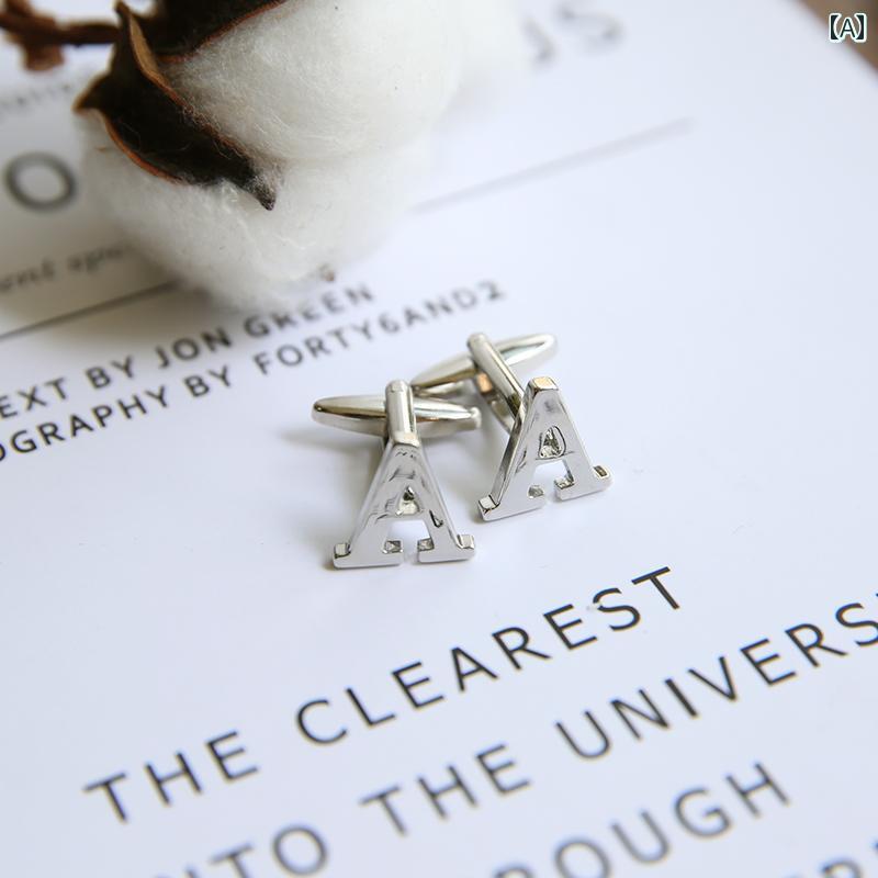 カフス ボタン シャツ NOTKNOT 高級 精巧 ウェディング 新郎 ベスト マン フレンチ シャツ 合金 レター..