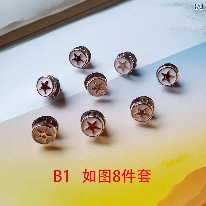 カフス ボタン シャツ 韓国 縫わず 釘も 不要の レディースシャツ カフスボタン 多機能の 露出 防止 装飾 カーディガン ボタン 衣服の ボタンを 固定