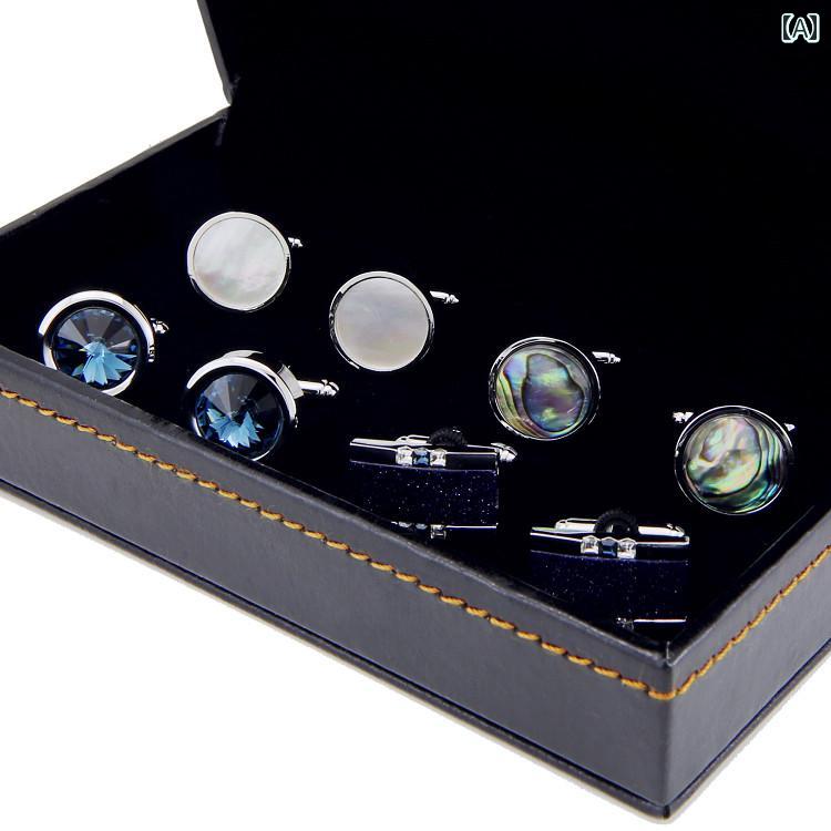 カフス ボタン シャツ スパルタン 4 ペア ギフト ボックス カフス フレンチ メンズ ボタン ビジネス カジュアル シャツ レディース DM