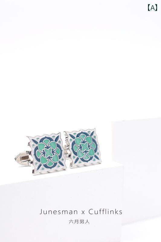 カフス ボタン シャツ June メンズ フレンチ カフス シャツ スリーブ ピン ファイン グレーズ エナメル ギフト ボックス