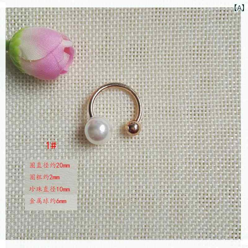 カフス ボタン シャツ 韓国 半円形の 螺旋 状の パールの 装飾 ボタン スーツ シャツ カフスボタン セーター カーディガン リング 金属製の 調整