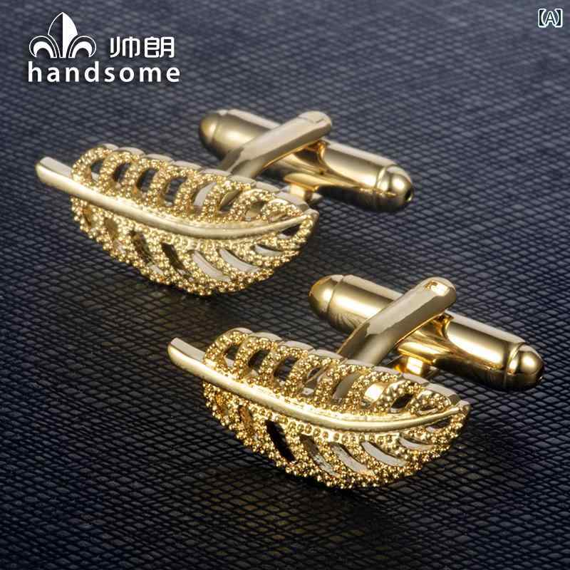 カフス ボタン シャツ シンプル シルバー フェザーカフス 金属 銅 カフ 爪 メンズ レディースの フォーマル フレンチ シャツ カフスボタン ギフト ボック...