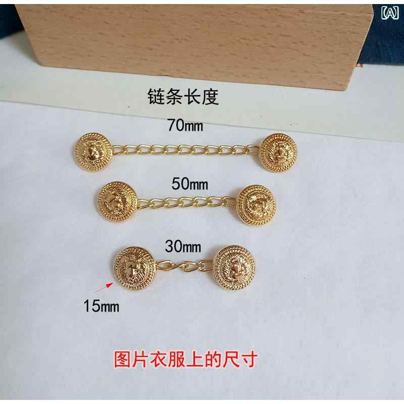 カフス ボタン シャツ ファッションメタル ライオン ヘッド チェーン バックル Vネックカーディガン セーター 英国 スタイル コート ボタン シャツ スーツ...