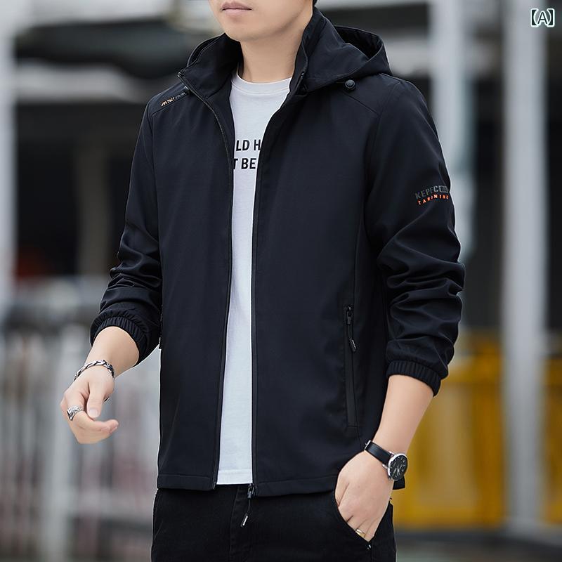アウター　ジャケット　メンズ ジャケット メンズ スリムフィット 取り外し 可能 フード 2024 春 カジュアル トップス 裏起毛 厚手 カット ラベル