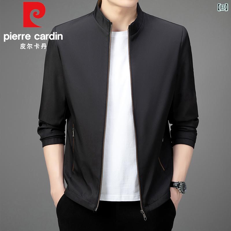レザー　ジャケット　おしゃれ ピエールカルダン スタンドカラー ジャケット メンズ 中年 ビジネス カジュアル新 スタイル 春秋 高級 パパの コート