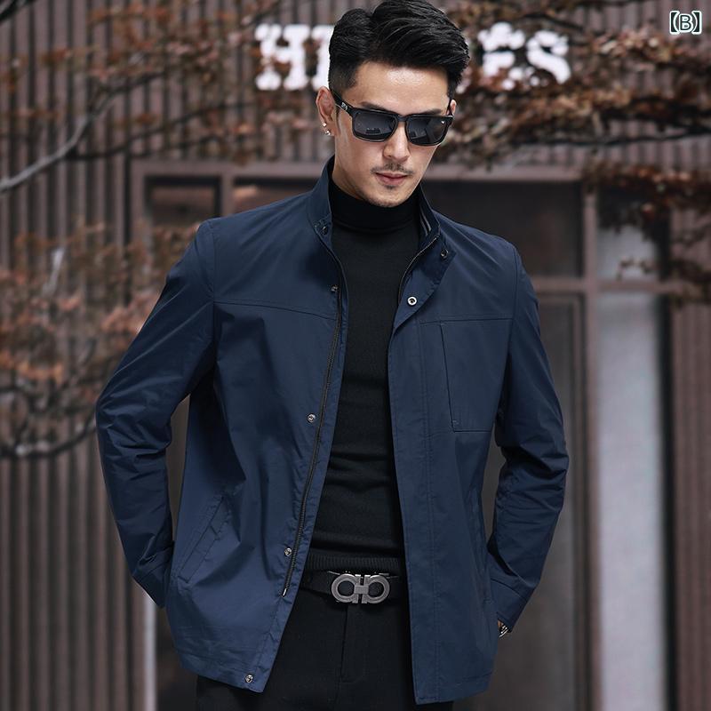 レザー　ジャケット　おしゃれ ピエールカルダン スタンドカラー ジャケット メンズ 春 トップス ビジネス カジュアル 薄手 通勤