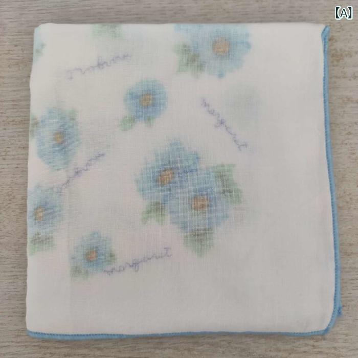 ハンカチ　ハンドタオル 和風 三 層 ガーゼ スタイ プリント ハンカチ / スクエア ソフト コットンガーゼ