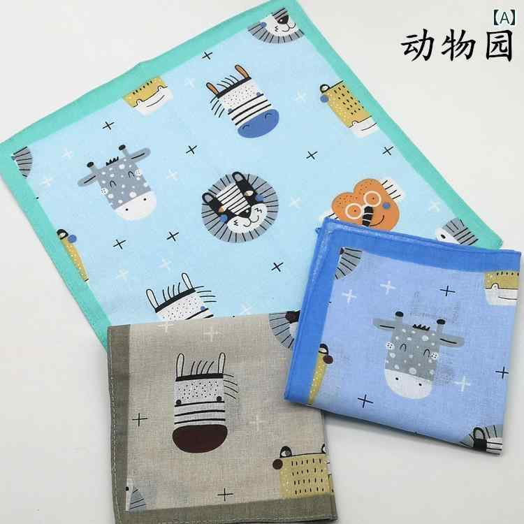 ハンカチ　ハンドタオル 子供の 頃の 思い出の 綿の ハンカチ 汗 拭き 四角い タオル 幼稚園 学校 折り畳み マウス ポータブル