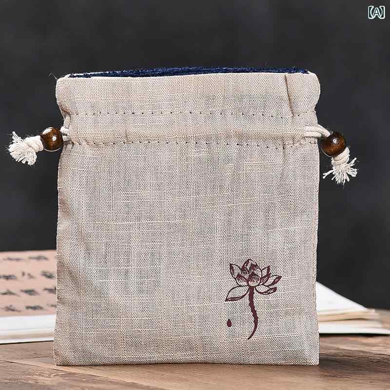 アクセサリー　ポーチ コットンと リネンの ジュエリー バッグ 高級 二 層 ベルベット 巾着 ポケット おもちゃの ブレスレット 収納