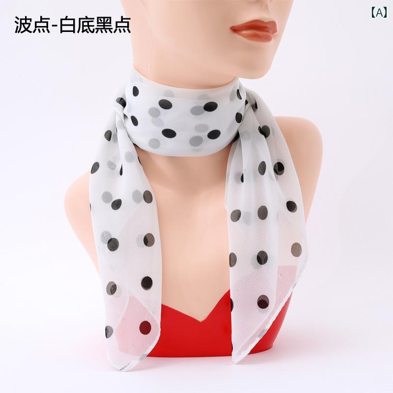 スカーフ　おしゃれ レディース 女性用 ドットの シルクスカーフ 2025 春秋 薄手 ネック スカーフ おしゃれで 万能な スクエア ネック用 日焼け防止 ガーゼ