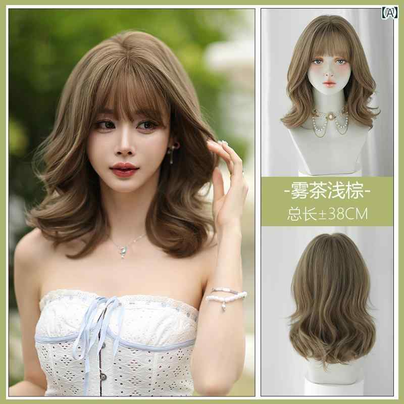 ウィッグ 女性 ウィッグ レディース ミディアム ナチュラル シミュレーション 肩までの 長さ 鎖骨 ヘア..