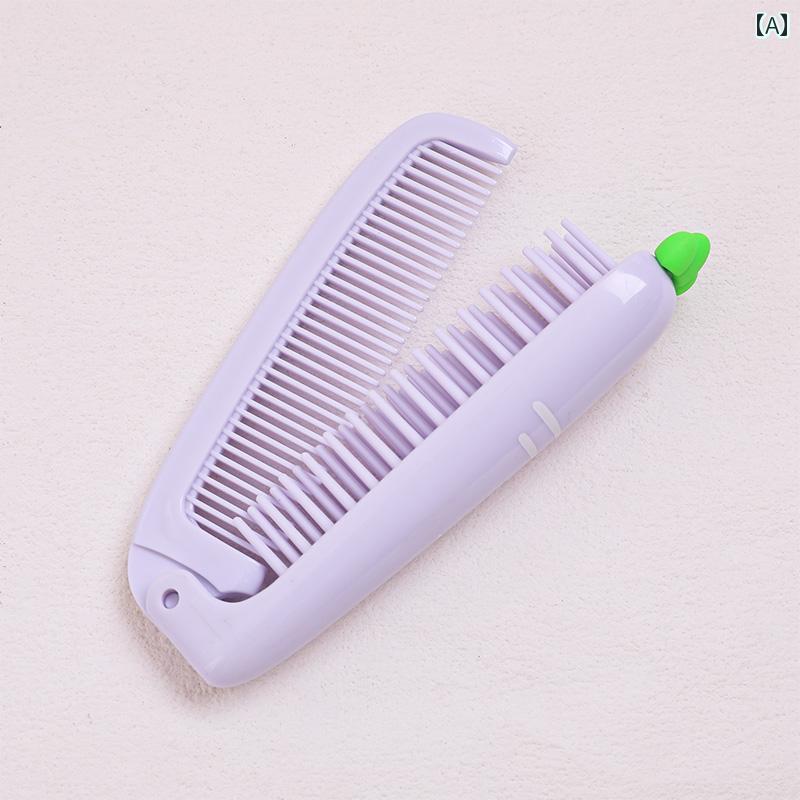 コーム 小さい 女の子 学生の 長い 髪の ポータブル ストレート カール デュアル 目的の 櫛 子供の かわいい ニンジン 折りたたみ 2025