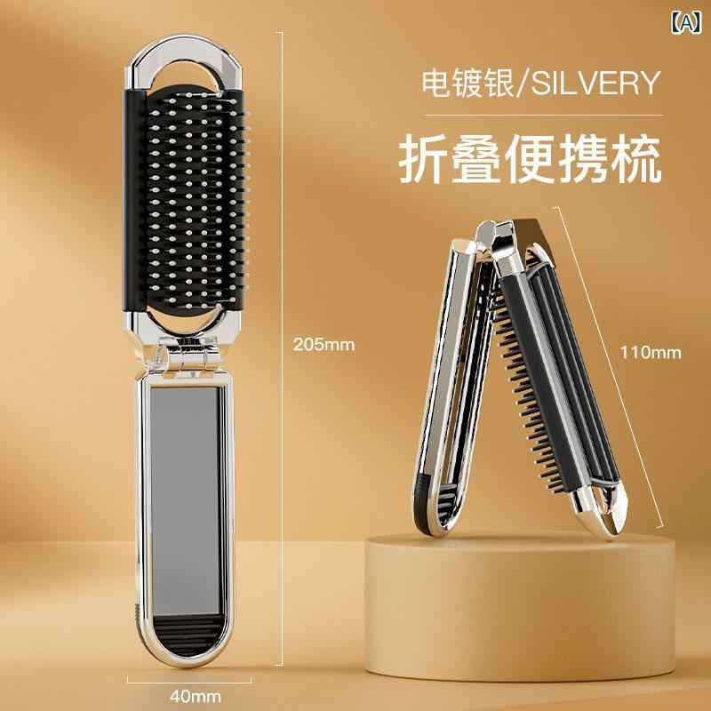 コーム 小型 コーム 携帯用 折りたたみ 式 ミラー 一 体型 エア クッション バッグ 旅行 出張 レディー..