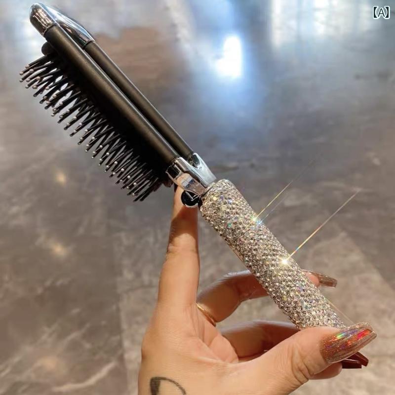 コーム 女性用 ミニ ポータブル 折りたたみ コーム エア クッション 付き 小さい 軽量で 高級 ラインス..