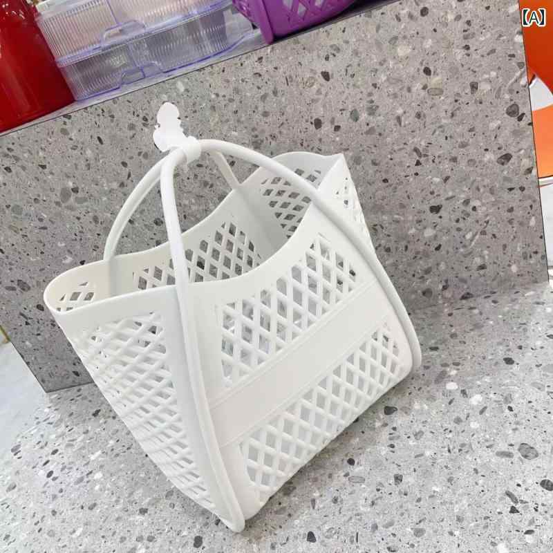 透明 ハンドバッグ ゼリー バッグ ハンドバッグ シリコン 野菜 バスケット ピクニック ショッピング PV..