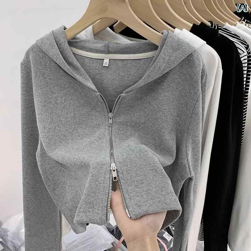 子供用 レジャー 春秋 フード付き ジッパー 女の子 半袖 ジャケット 秋 2024 大きい 子供の スタイリッ..