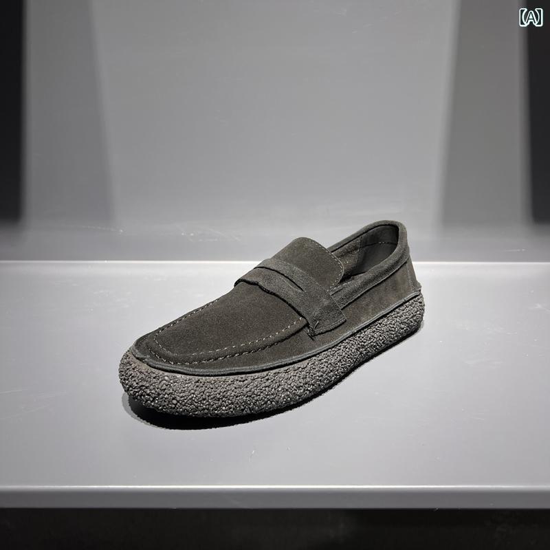 メンズカジュアル レザーシューズ ファッション ローファー フロスト スエード メンズ スリッポン 厚底 カジュアル 革 メンズシューズ