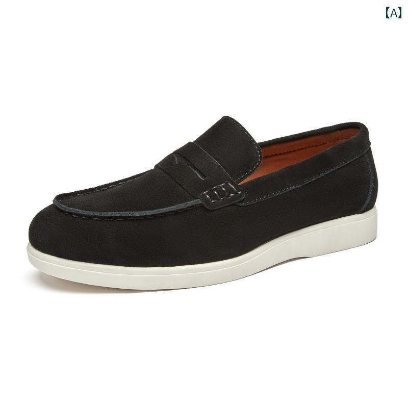 メンズカジュアル レザーシューズ スリッポン 革 英国 風 フロスト ローファー 昔ながらの メンズ スエード カジュアル メンズシューズ