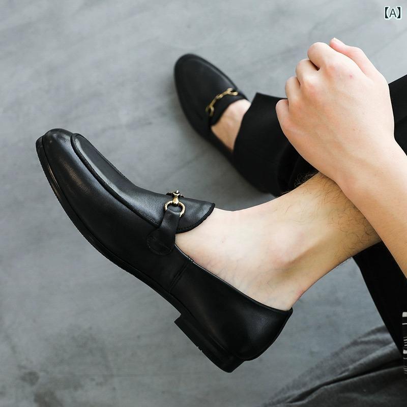 メンズカジュアル レザーシューズ 革 スリッポン シューズ の ソフト ソール 通気性 英国 風 ローファー