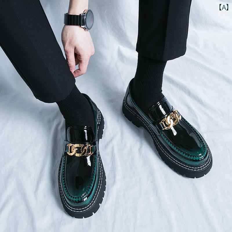 メンズカジュアル レザーシューズ 高級 革靴 メンズ 英国 風 厚底 光沢 感 スリッポン カジュアル ローファー