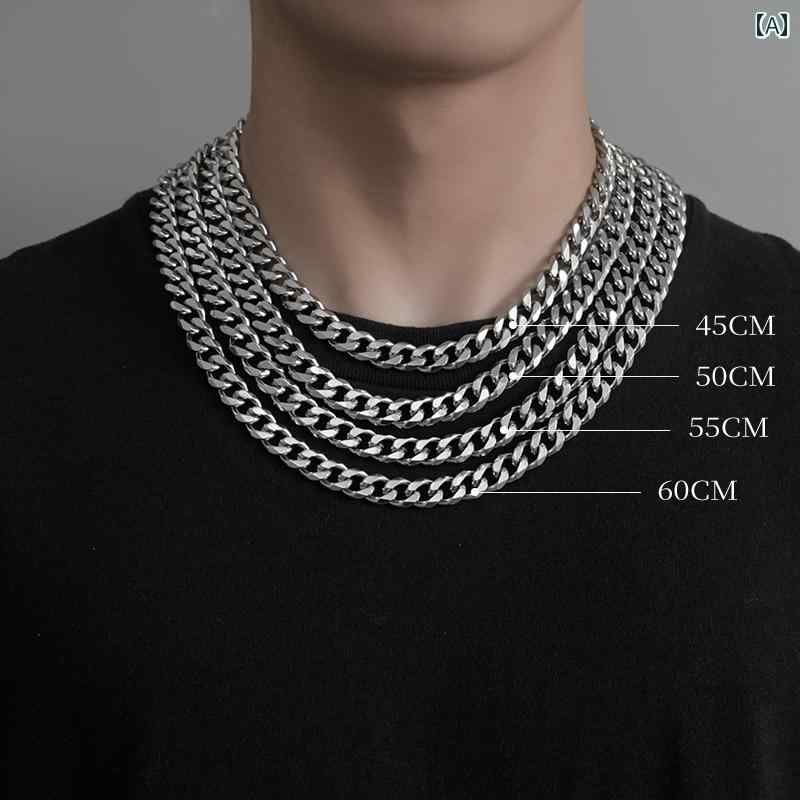 ネックレス メンズ ヒップ ホップ と アメリカ キューバ チェーン ネックレス ヒップ ホップ メンズ レディースの イン 誇張 チタン 鋼 色褪せにくい ス...