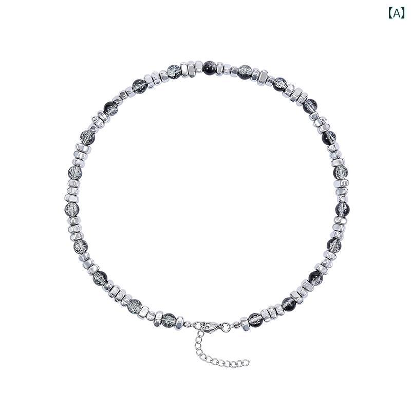 ネックレス メンズ ヒップ ホップ SAZ ブラック アイス クラック ホワイト キャッツアイ ストーン ブロ..