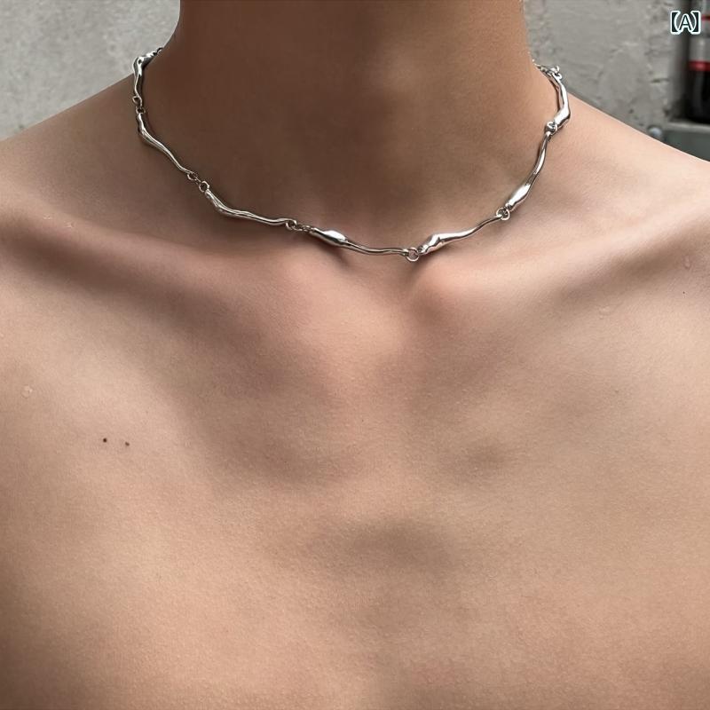 ネックレス メンズ ヒップ ホップ 男女兼用の ツイスト ネックレス メンズ 高級 鎖骨 センス ヒップ ホップ スタイル ストリート アクセサリー クールスタイル