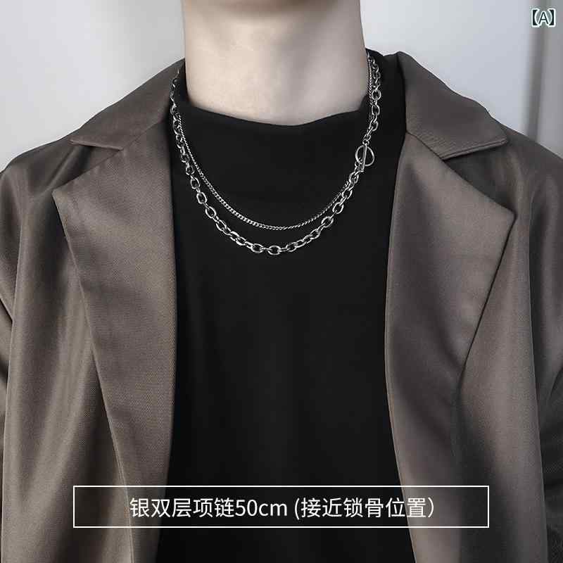 ネックレス メンズ ヒップ ホップ ネックレス メンズ 万能 鎖骨 チェーン 高級 装飾 飾り セーター ア..