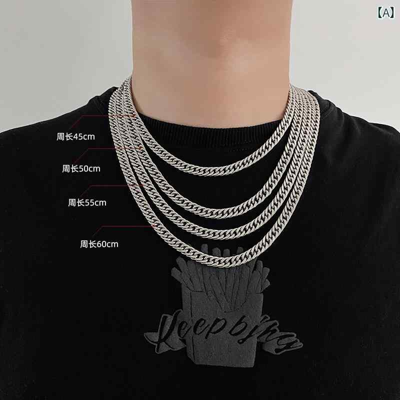 ネックレス メンズ ヒップ ホップ CHENXI チタン 鋼 ベーシック ネックレス メンズ レディース シンプル 鎖骨 チェーン な キューバ アメリカ ヒッ...