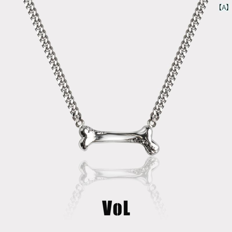 ネックレス メンズ ヒップ ホップ VoL 子犬の 骨 チタン 鋼 ネックレス カップル ペンダント メンズ レディース ユニセックススタイル アクセサリー ギ...