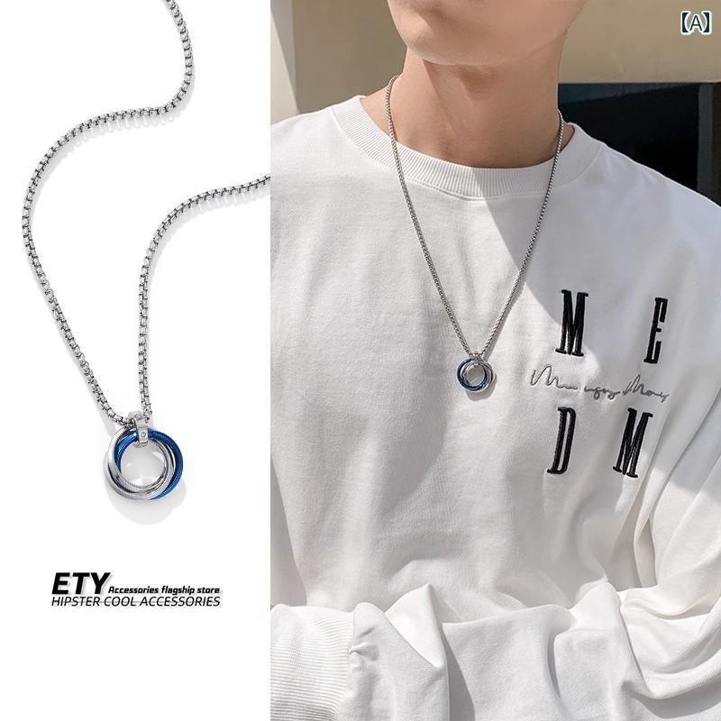 ネックレス メンズ ヒップ ホップ メンズリング ネックレス ペンダント ライト 高級 アクセサリー 万能..