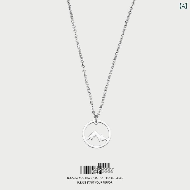 ネックレス メンズ ヒップ ホップ バーコード 山 チタン 鋼 ネックレス メンズ クール 学生 カップル ペンダント アクセサリー レディース