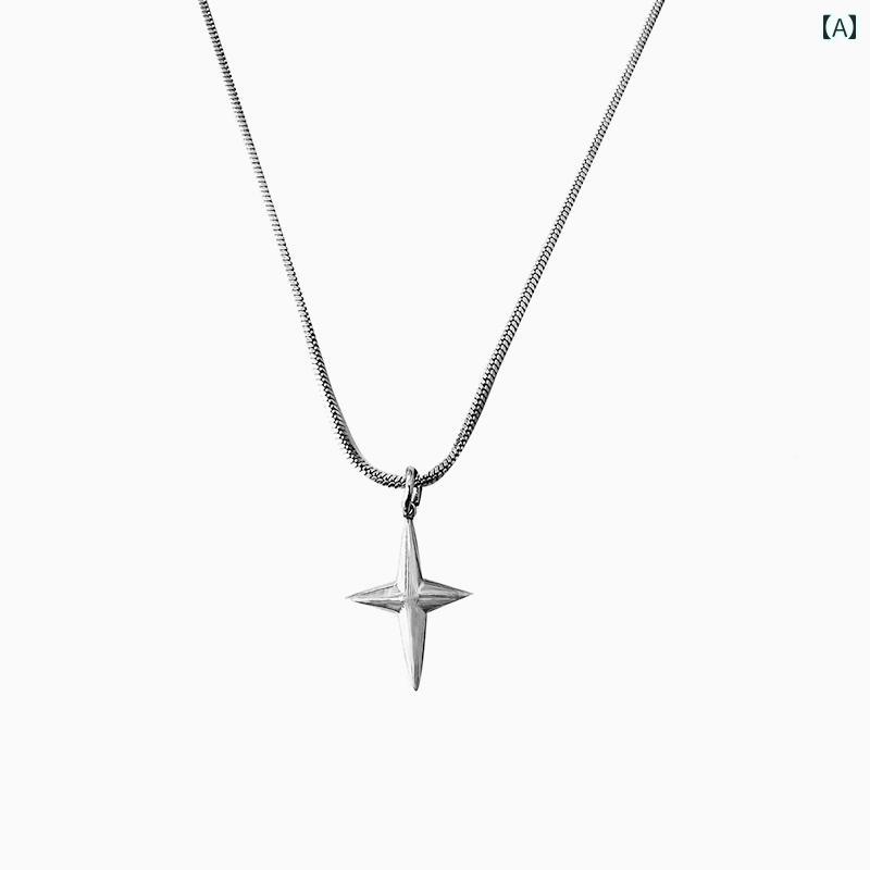 ネックレス メンズ ヒップ ホップ GuangYu クロス スター ペンダント メンズ シンプル スネーク ボーン チェーン コールド スタイル チタン 鋼 ネ...