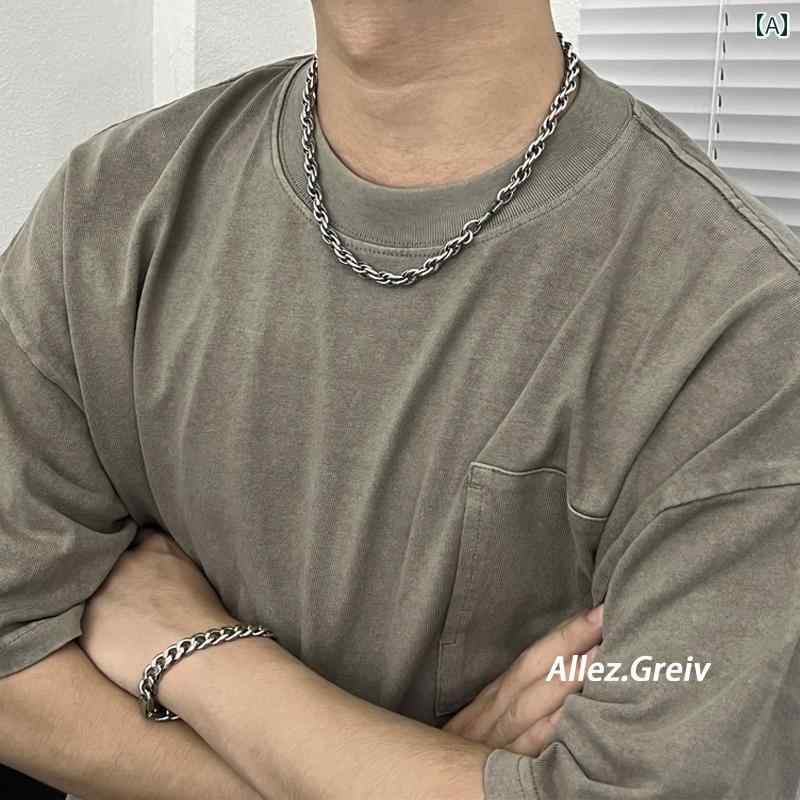 ネックレス メンズ ヒップ ホップ メンズ レディースの オール チタン 鋼の 厚手 ネックレス と アメリカ ヒップ ホップ 重厚 個性 の ジュエリー バッ...